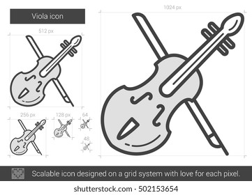 Viola vector line icon isolated on white background. Viola line icon for infographic, website or app. Scalable icon designed on a grid system. Viola vector line icon isolated on white background. Viola line icon for infographic, website or app. Scalable icon designed on a grid system.