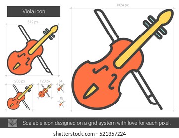 Icono de línea vectorial de la viola aislado en fondo blanco. Icono de línea de la Viola para infografía, sitio web o aplicación. Icono escalable diseñado en un sistema de cuadrícula.