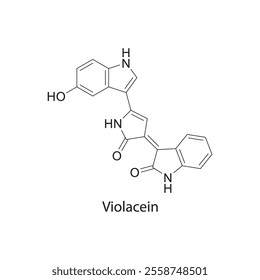 Violacein skeletal structure diagram.pigment compound molecule scientific illustration.