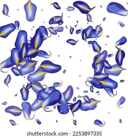 Violaceous Leaf Realistic Vector White Background Plant. Herbal Leaves Poster. Violet Iris Blur Brochure. Foliage Falling Branch.