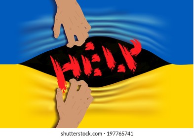 violation of human rights in ukraine. vector illustration. save donbass children
