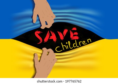 violation of human rights in ukraine. vector illustration save donbass children