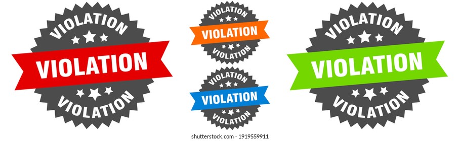 violation sign. round ribbon label set. Stamp