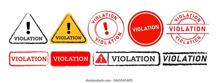 violation stamp label sticker sign for caution infringement illegal criminal punishment