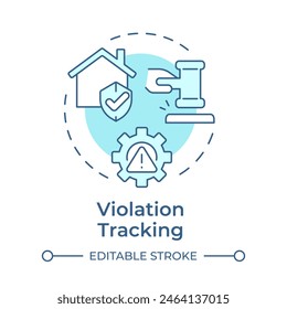 Violation tracking soft blue concept icon. Public safety, property security. Hoa management. Round shape line illustration. Abstract idea. Graphic design. Easy to use in infographic, presentation