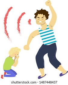 violence against children. The father yells at the child, and threatens with his fists. the baby is crying