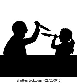 violence against children silhouette black vector illustration