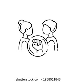 Violence in family color line icon. Men bullying women concept. Sign for web page, mobile app, button, logo. Editable stroke