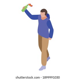 Violence with fire bottle icon. Isometric of violence with fire bottle vector icon for web design isolated on white background
