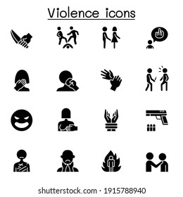 Violence, Human Trafficking, Abuse, Sexual Harassment Icon Set Vector Illustration Graphic Design