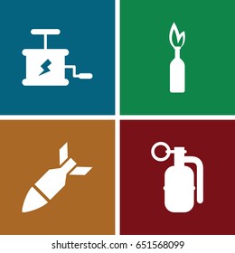 Violence icons set. set of 4 violence filled icons such as rocket bomb