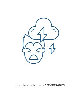 Violence line icon concept. Violence flat  vector symbol, sign, outline illustration.