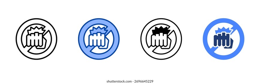 Conjunto de iconos de prevención de violencia colección de varios estilos