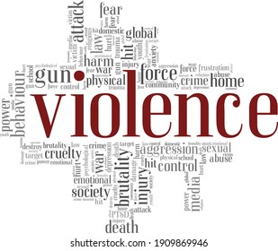 Violence vector illustration word cloud isolated on a white background.