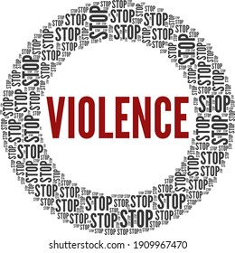Violence vector illustration word cloud isolated on a white background.