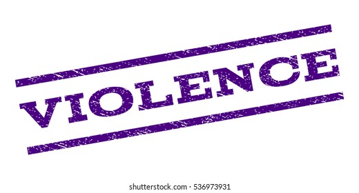 Violence watermark stamp. Text caption between parallel lines with grunge design style. Rubber seal stamp with dust texture. Vector indigo blue color ink imprint on a white background.