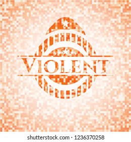 Violent abstract orange mosaic emblem