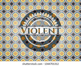 Violent arabic badge background. Arabesque decoration.