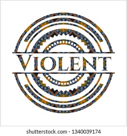 Violent arabic style emblem. Arabesque decoration.