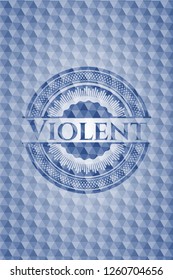 Violent blue emblem with geometric background.