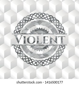 Violent grey emblem with cube white background