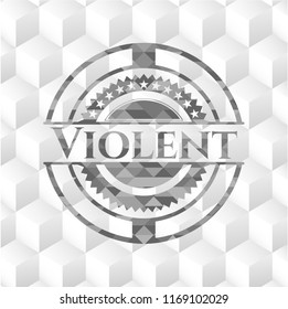 Violent grey emblem. Vintage with geometric cube white background