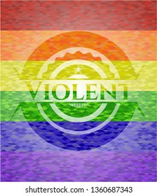 Violent on mosaic background with the colors of the LGBT flag