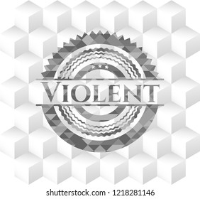 Violent realistic grey emblem with cube white background