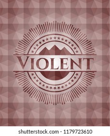 Violent red seamless badge with geometric background.
