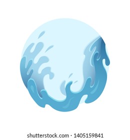 Violent sea waves in circle. Streams of water. Badges with storm. Vector splash illustration for articles, banners, covers and your design.