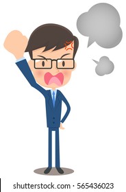 Violently angry male office worker
