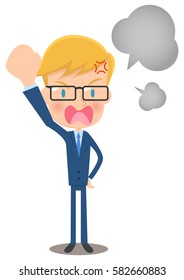 Violently angry male office worker