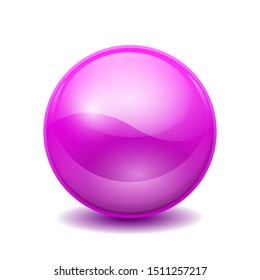 Violeta 3D esfera mágica de cristal. Bola transparente de cristal con sombras – Vector de stock