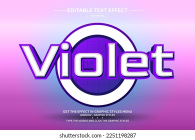 Violet 3D editable text effect template