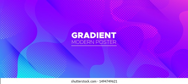 Violet 3d Fluid Banner. Geometric Background. Minimal Pattern. Neon Wave Brochure. Abstract Poster. Purple Futuristic Gradient. Blue Minimal Concept. Light Dynamic Waves. Gradient Background.
