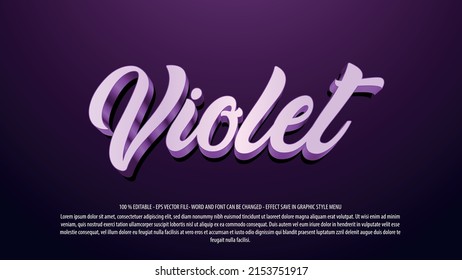 Violet 3d style editable text effect use for logo and business brand