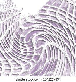 violet abstract 3D pattern with embossed  curved white lines, vector illustration