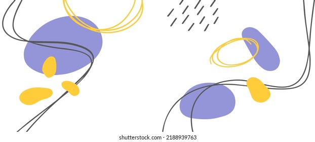 Fondo abstracto violeta. Dibujar a mano varias formas y objetos de garabatos. Ilustración vectorial contemporánea moderna de moda. Cada fondo está aislado