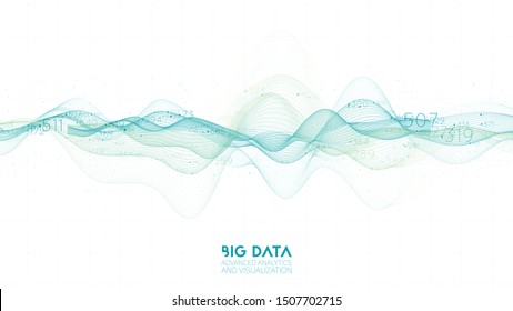 Onda binária abstrata violeta. Visualização 3D de big data. Análise intrincada de threads de dados financeiros. Representação de análise de negócios. Design estético de infográficos futuristas. Conceito de finanças