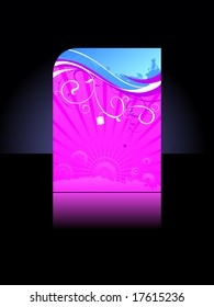 violet abstract card on black style background
