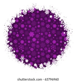Violet abstract christmas background with 3d snowflake