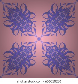 Violet abstract floral ornament, vector seamless pattern of abstract decorative elements.