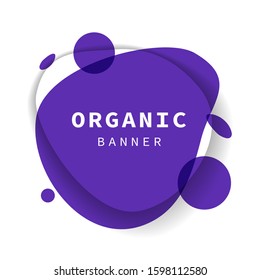 Violet abstract fluid shapes. Flowing liquid form, transparent elements with shades, flux organic lines. Template for labels, covers, banners. Vector illustration