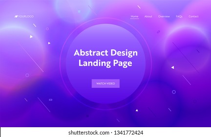 Violet Abstract Geometric Round Shape Landing Page Background. Trendy Minimalistic Motion Gradient Pattern. Futuristic Circle Element for Website Web Page. Flat Cartoon Vector Illustration