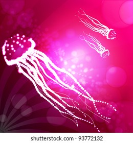 violet abstract jellyfish background vector illustration