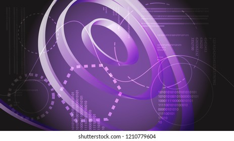 Violet abstract modern energy technology digital HUD display elements from a future circular texture virtual interface space magic. The background. Vector illustration.