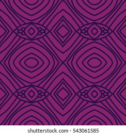 Violet abstract seamless pattern with navy blue lines. Vector illustration.