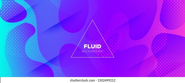 Violet Abstract Shapes. Geometric Background. Minimal Concept. Neon Wave Brochure. Abstract Poster. Colorful Movement Illustration. Blue Minimal Design. Light Dynamic Waves. Gradient Background.