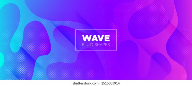 Violet Abstract Shapes. Movement Illustration. Minimal Pattern. Blue Dynamic Waves. 3d Fluid Shapes. Dotted Futuristic Gradient. Pink Minimal Design. Light Wave Brochure. Geometric Background.