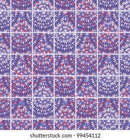 Violet Abstract Striped Seamless Background with Round Elements. Vector Illustration